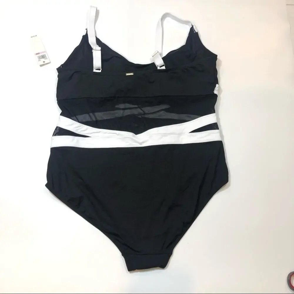 Anne Cole Black/white  Mesh One Piece Swimsuit